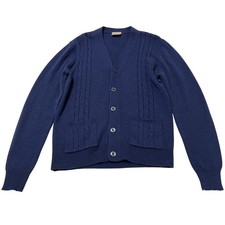 Vintage Esquire Cardigan Mens L Blue Button Down Sweater Grandpa Grunge Cobain