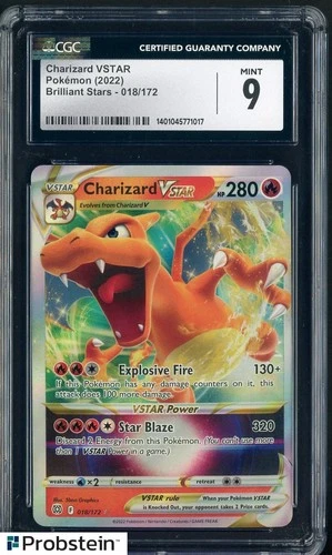 2022 Pokemon Brilliant Stars #018/172 Charizard Vstar CGC 9 MINT