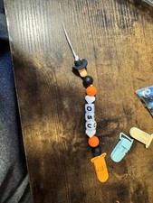 Handmade Pacifier Clip OSU Cowboy Theme Orange Black