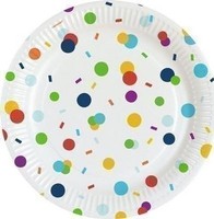Gadget - Amscan: 8 Plates Confetti Birthday Round Paper 23Cm Sup -D- Amscan