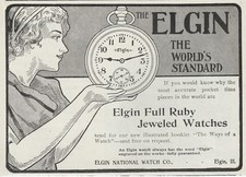 Antique 1900 Elgin Ruby Jeweled Watches Art Original Print Ad 17x12cm OFF301