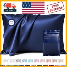 Luxury Satin Pillowcase 2 Pack - Queen Size 20"x30", Navy Blue for Beauty Sleep