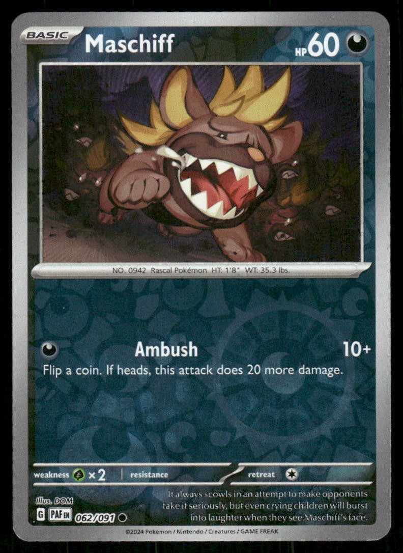 Maschiff 141/193 - Paldea Evolved - Reverse Holo Common NM