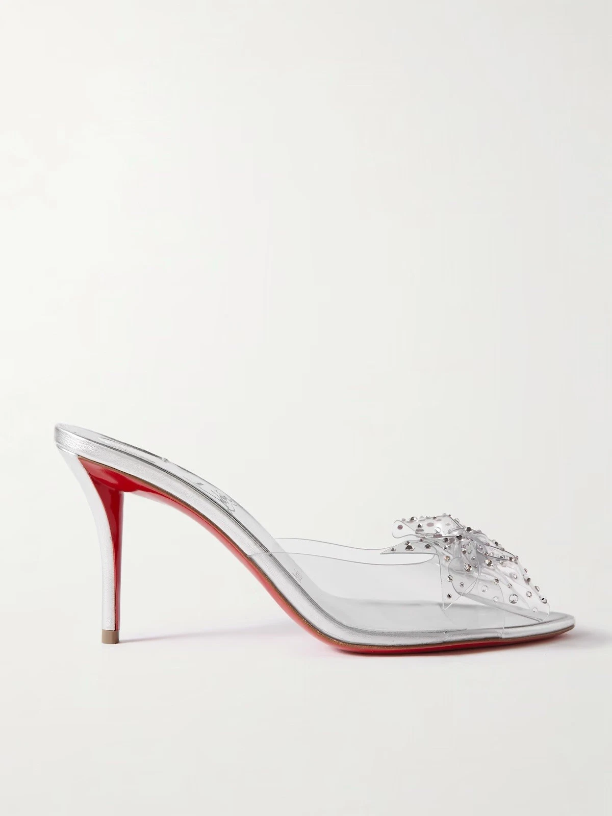 Christian Louboutin — $1295 Christian Louboutin aqua crystal clear pvc slides sandals bow sz 39