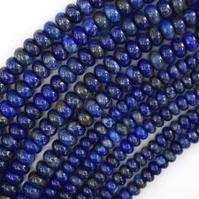 Natural Blue Lapis Lazuli Rondelle Button Beads 15" Strand 2x4mm 4x6mm 5x8mm