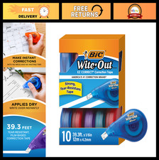 Tear-Resistant Correction Tape, 39.3 ft, 10 Count, Easy Apply, No Mess, Office S