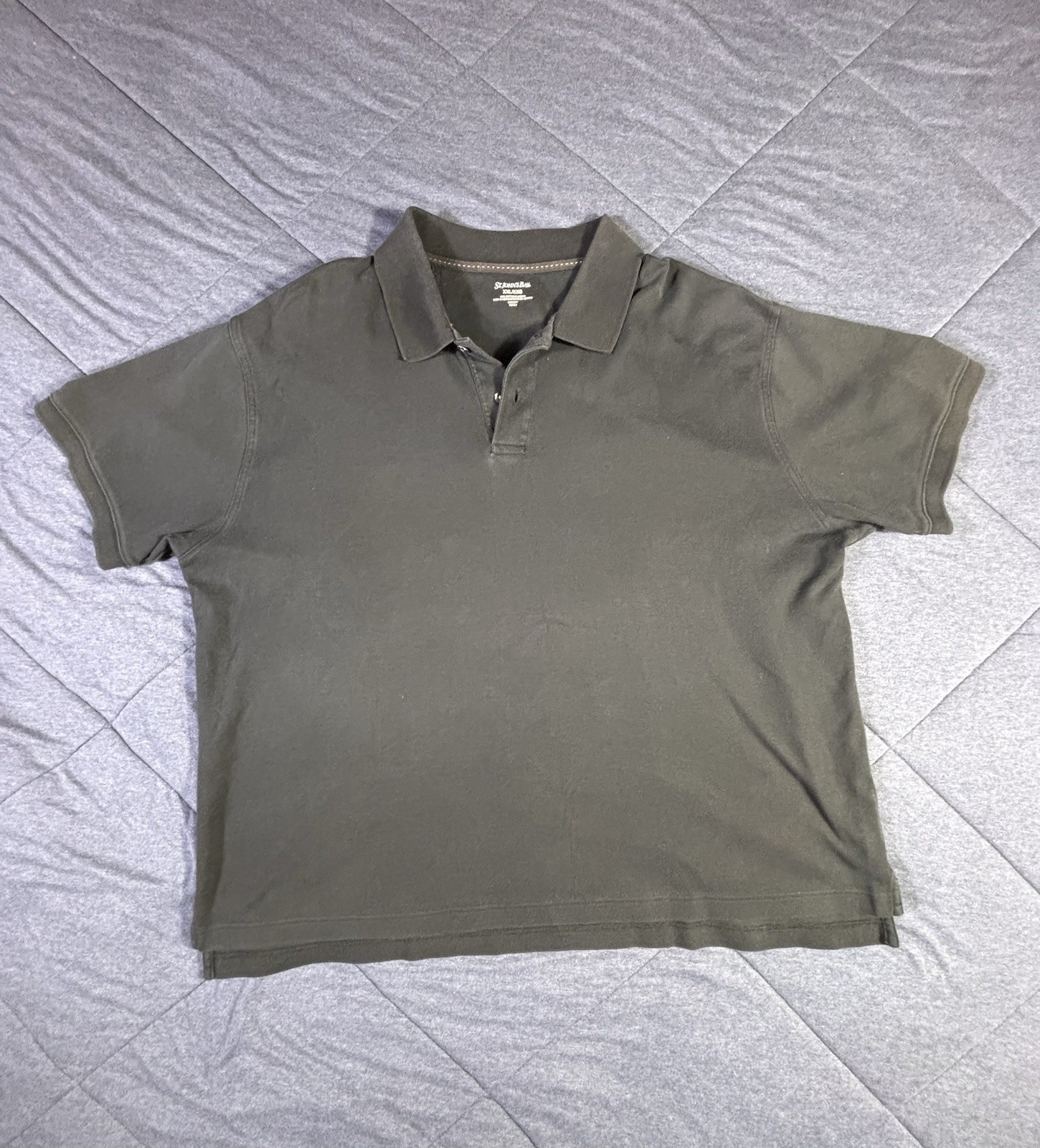 St. Johns Bay Mens Size XXL Black Short Sleeve 100% Cotton Polo Shirt Preppy