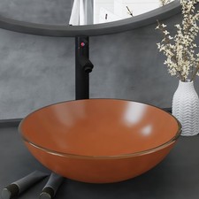 VidaXL Lavandino con Rubinetto e Piletta in Vetro Temperato Marrone
