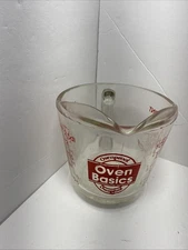 Vintage  Anchor Hocking Oven Basics 1 Cup Glass Measuring Cup 8oz USA
