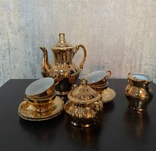 Sterling China Japan Gold Tea Set Teapot Cups Saucers Vintage Lusterware