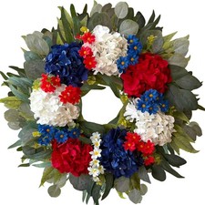 250th Patriotic Wreaths for Front Door Decorations, 24 Inch 4th of July Hydr...