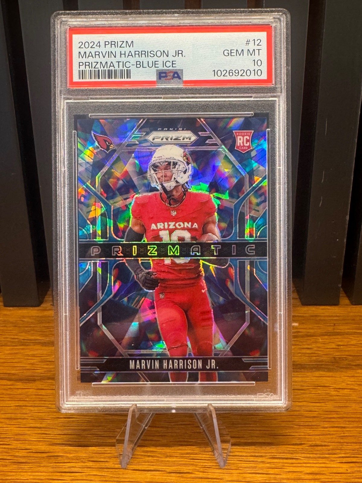 Marvin Harrison Jr 2024 Panini Prizm Blue Ice Prizmatic RC Rookie 36/99 PSA 10