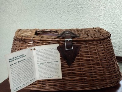 Panier De Pêche Vintage Orvis – Osier Tressé (Split Willow) – Avec Harnais Cuir – USA