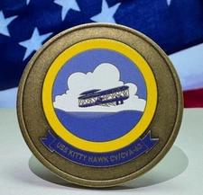 USS KITTY HAWK CV-63 Challenge Coin MADE OF RECYCLED BRASS FROM SHIP w/ COA