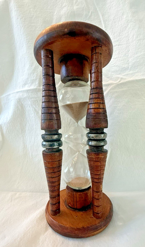 Antique Bobbin Triple Bulb Hourglass Sand 5 Min Timer