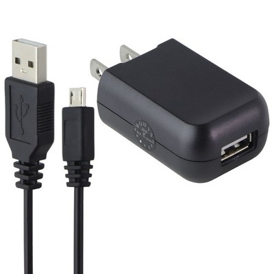 Generic (5V/1A) USB Wall Adapter + 3.3 Foot Micro-USB to USB Cable - Black