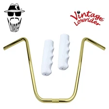 Original Lowrider 16" 22.2 D Handlebar Gold 212 120mm Grips Solid/White