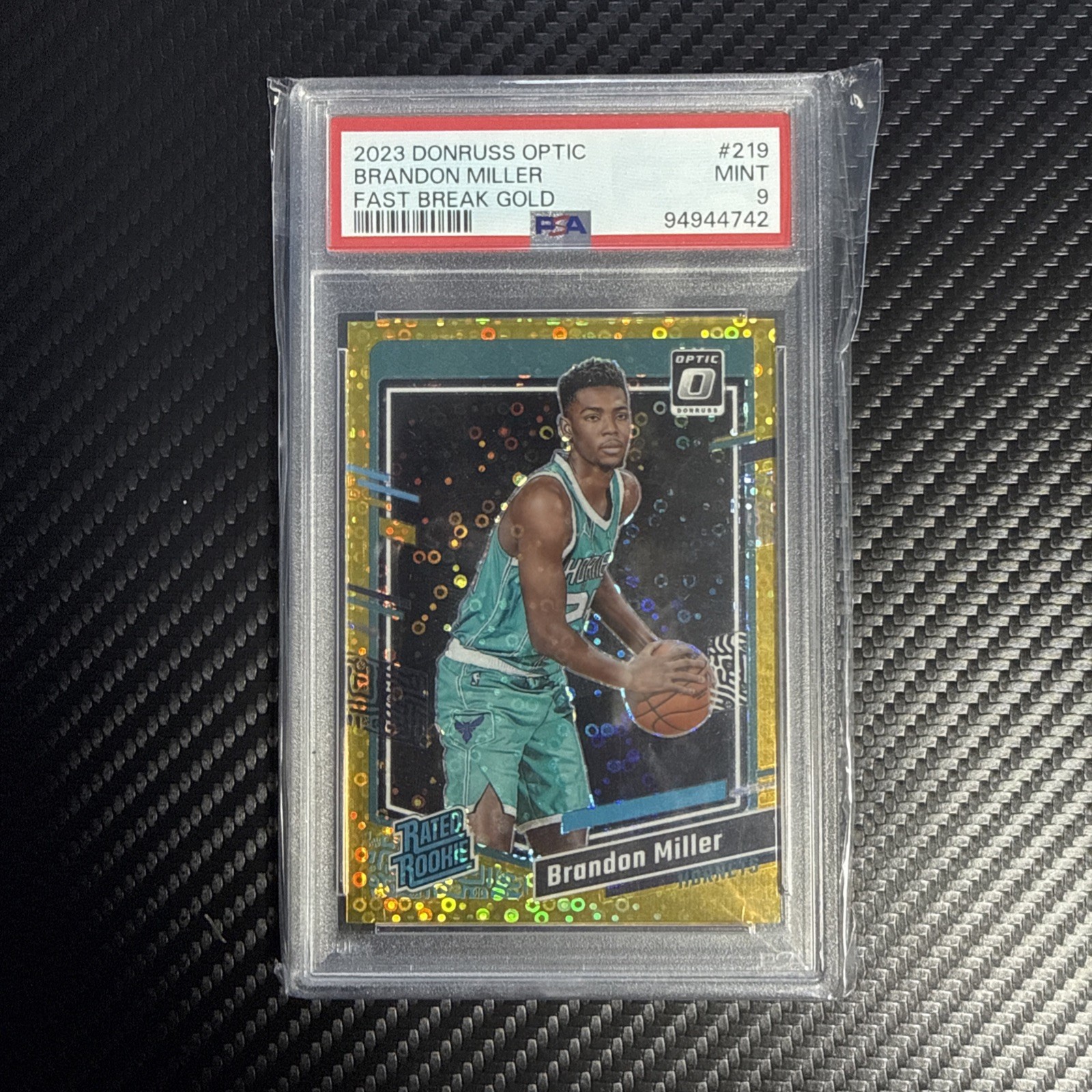 2023-24 Panini Donruss Optic BRANDON MILLER FAST BREAK GOLD ROOKIE /10 PSA 9