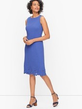 Talbots Dress 6P Light Blue Sleeveless Sheath Ponte Knit Knee Length Stretch
