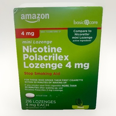 Amazon Basic Care Mini Lozenge Nicotine Polacrilex 4 mg 216 Lozenges EXP: 7/2027