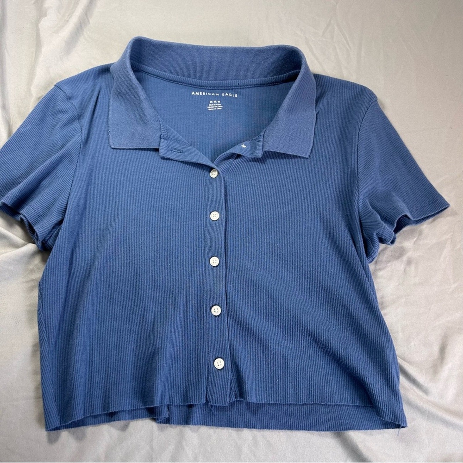 American Eagle Cropped Collard button up shirt wo… - image 1