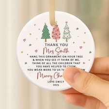 Personalised Thank You Christmas Ceramic Ornament Meaningful Gift for Teacher