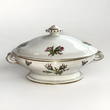 Antique Ironstone Covered Vegetable Serving Dish Haviland Moss Rose CFH Tureen