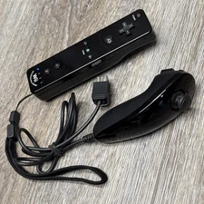 OEM Nintendo Wii Controller Black Motion Plus Remote w/ Nunchuk SHIPS FAST