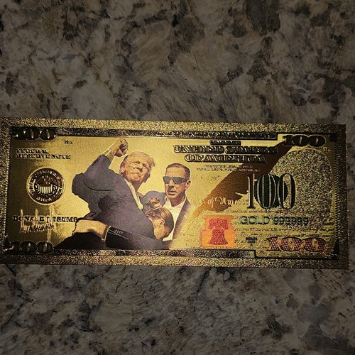24k Gold Plated Donald Trump 100 Dollar Billl