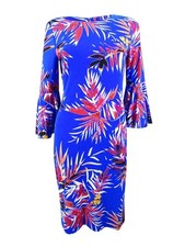 Calvin Klein Women's Printed 3/4 Sleeve Sheath Dress (8, Capri) 191797169848