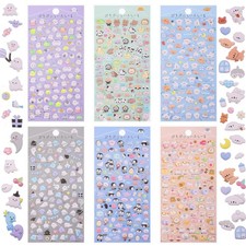 6 Sheets 600 Pcs 3D Puffy Stickers for Kids, Mini Kawaii Multicolor