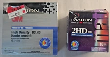 2 Imation 3M High Density Diskettes IBM DS, HD 5 1/4” (10) & 2HD 3.5" (10)