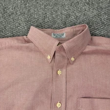 LL Bean Shirt Mens 16.5 33 Pink Button Front Oxford Long Sleeve Monogram