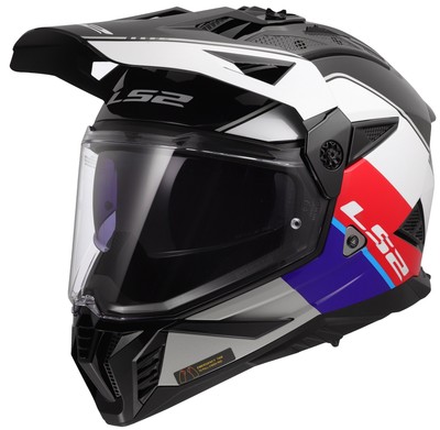 LS2 Blaze II Rally Adventure Motorcycle Helmet w/SunShield Red/White