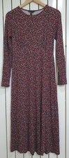 NEW LOOK Womens Midi Dress Black Red Floral Stretchy Flowy Size 10 BNWOT