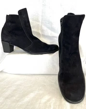 Arche Black Suede Ankle Boots With Block Heel Made In France US Size 10