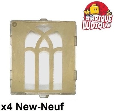 LEGO 4x Glass Fenster 1x2x2 Flach Front Bogen beige tan 60601pb017
