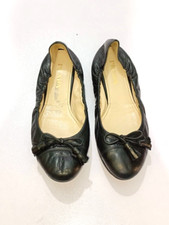 PRADA BLACK LEATHER FLAT PUMP SIZE, EU36.5, US6.5