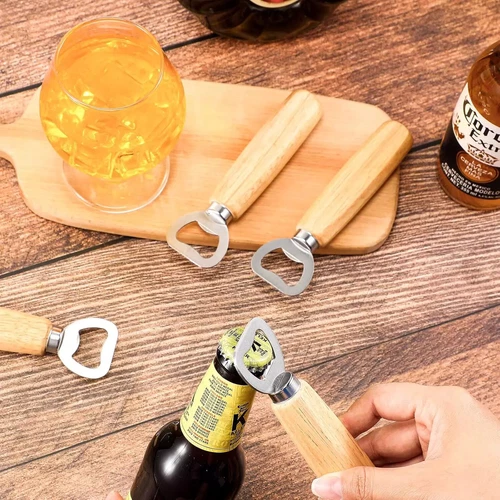 50Pcs Wood Handheld Bottle Opener Stainless Steel Bottle Opener Wood Wine Opener - Picture 9 of 10