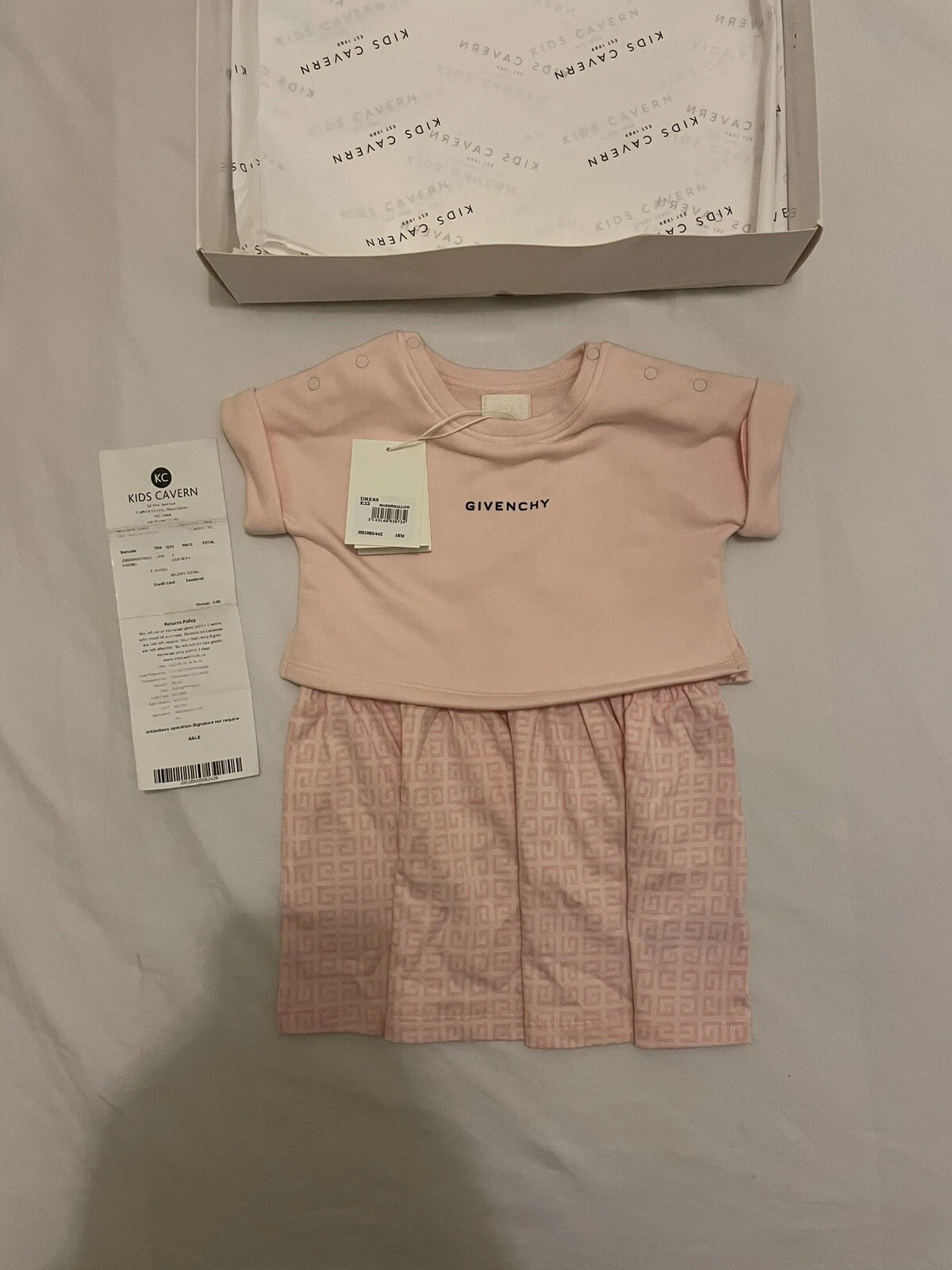 Taglia GIVENCHY 18 mesi Abito con stampa logo ORIGINALE originale da caverna