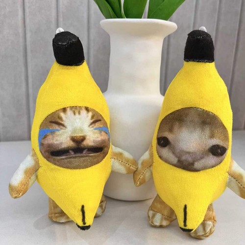 Crying Banana Cat Keyring Sound Making Plush Doll Pendant Cute Keychain 18cm - Picture 15 of 21