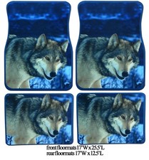 Universal Set 4pcs Car Floor Mats Rubber Base And Face Wcool Wolf Design