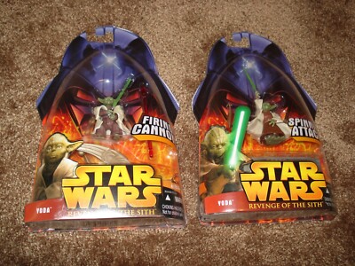 STAR WARS COLLECTABLES ROTS ''YODA #26 SPINNING ATTACK'' & ''YODA #3 FIRE-CANNON''