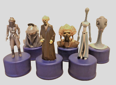 Pepsi Bottle Caps Figure  Star Wars Set of 6 Zam Wesell Plo Koon Taun We Rare