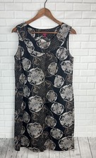 212 Collection Dress Womens 10 black Brown Floral Linen Office Work wear Sheath