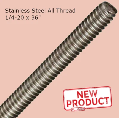 FABORY Stainless Steel All Thread 1/4-20 x 36" Threaded Rod Grade 316 3 Ft. Length NEW
