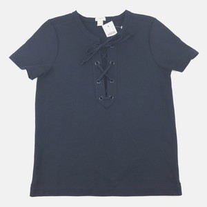 J Crew Lace Up Knit Shirt Short Sleeve Size Xxs Navy Blue Ebay