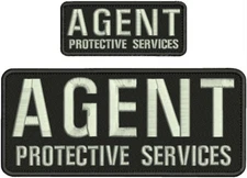 AGENT P S EMB PATCH  4x10 & 2X5  VELCR@ ON BACK  BLACK SILVER ON BLACK