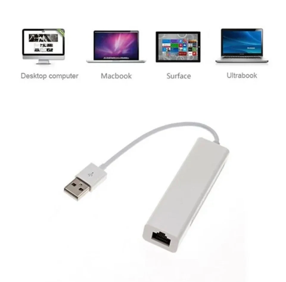 Adattatore usb 2.0 lan collegamenti cavo Ethernet RJ45 per Pc Notebook Computer - Immagine 2 di 4