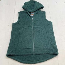 Zenana Green Sherpa Hooded Zip Up Vest Women’s Size Large